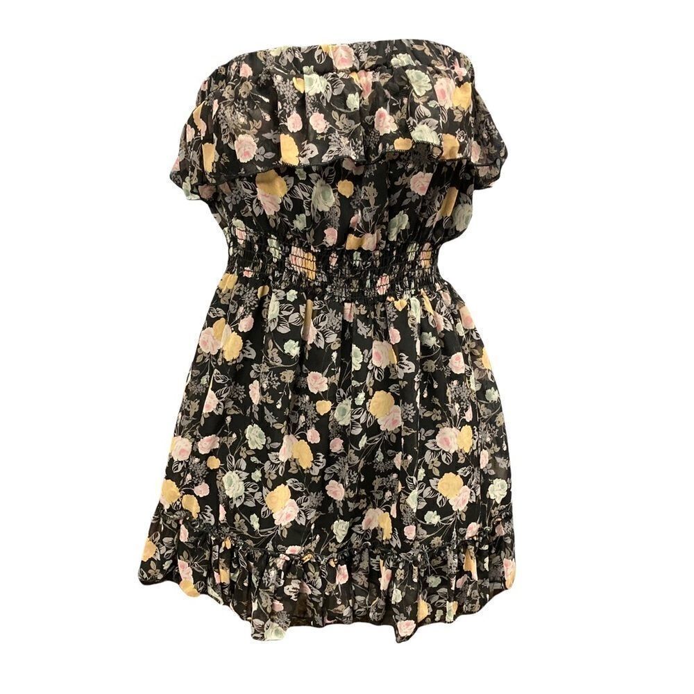 LUXE‎ APOTHETIQUE, Floral, black, pink, yellow, green, Small, Strapless Dress